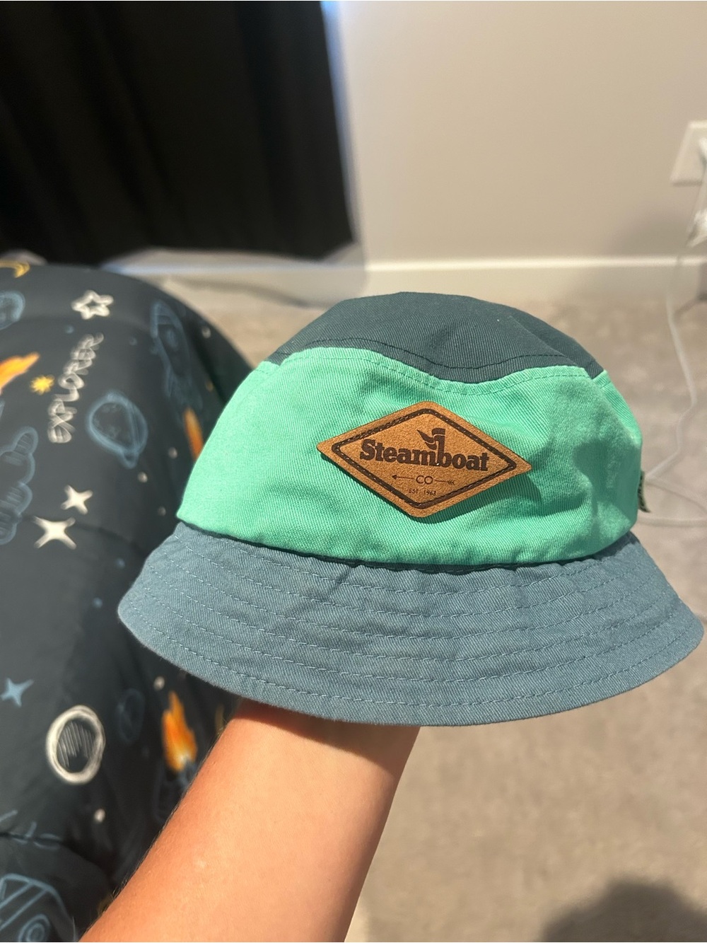 Steamboat Kids Two-Tone Green and Teal Bucket Hat